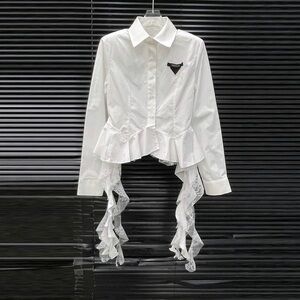 Elegant White Ruffled Women's Top
